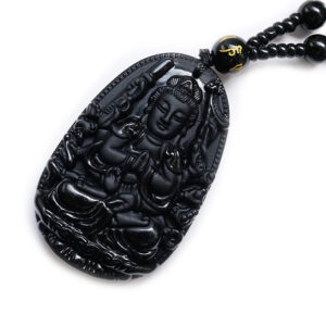Obsidian Halskette – Göttin Bodhisattva
