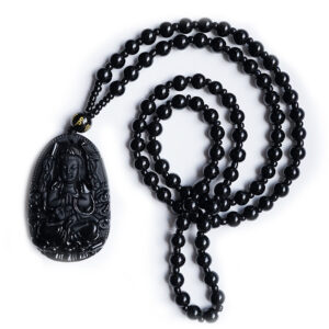 Obsidian Halskette – Göttin Bodhisattva