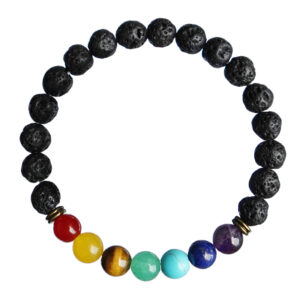 EDELSTEINARMBAND – Lavastein mit Chakra Perlen