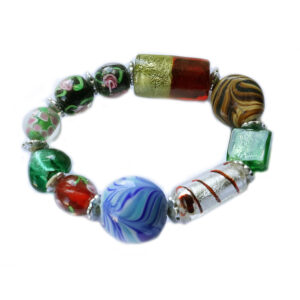 EDELSTEINARMBAND – Millefiore Glasstein bunt