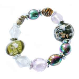 EDELSTEINARMBAND – Millefiore Glasstein bunt