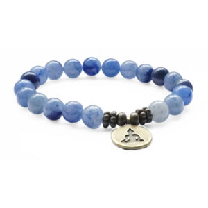 EDELSTEINARMBAND – Blauer Aventurin mit Buddha Münze